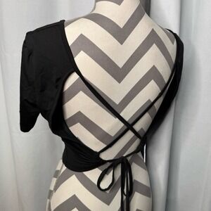 Shein black strappy back crop top